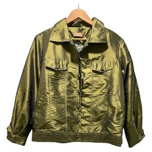 Luminous Olive Silk Jacket Sz Large
